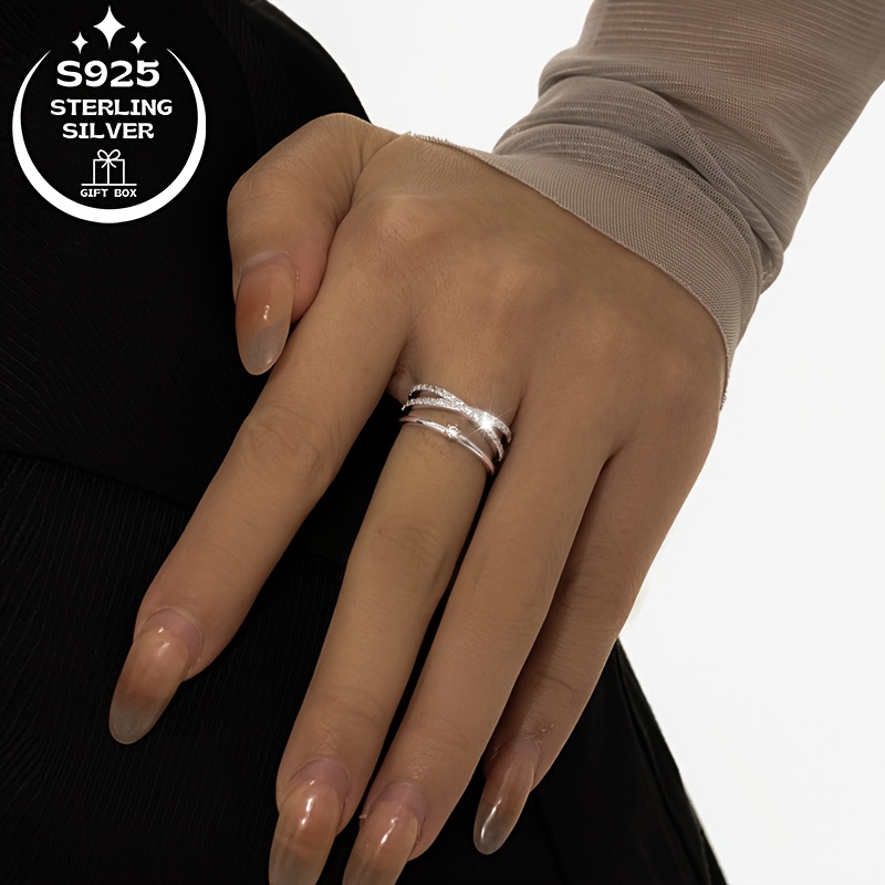 925 Silver Adjustable Ring with Layer Line Beach Accessories
